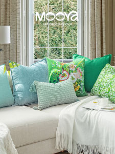 MOOYA French Style Blue Green Pillow Luxury Sofa Living Room New Model High End Retro Square Rectangle Washable Cover