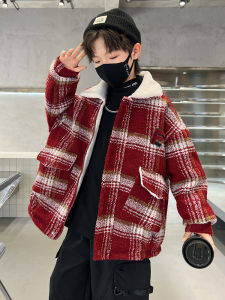 Thickened Fleece Boys Jacket Childrens Fashion Winter Coat Polyester Fiber Korean Style Zipper Closure No Hat Winter Outerwear