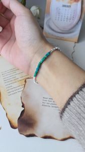 Nữ Bạc 925 Tự Nhiên Vòng Tay Ngọc Lam Vuông Hạt Hình Học Phong Cách Dân Tộc Trang Sức Cho Đảng Quà Tặng