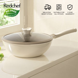 Redchef Nonstick Ti-Ceramic Large Capacity Wok No PFAS& PTFE& PFOA Suitable for All Stoves