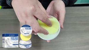 简素净 | 100G White Shoe Cleaning Paste Stain Dirt Remover Gentle No Wash Sneaker Care Cream With Sponge Applicator Leather Canvas Mesh