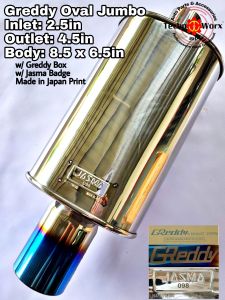 Greddy Chambered Medium Muffler Jasma badge Oval Can high quality free flow titanium muffler car