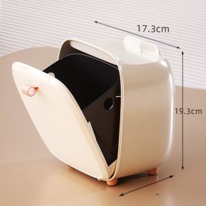 Nordic Style Mini Desktop Trash Can Bedroom Living Room Office Flip Cover Storage Bucket Cute Small Size Home Cleaning Tool