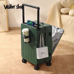 Walker Shop High Capacity Fashionable Hardshell Luggage with Front Opening Cover And Pull Rod for Carry-On Travel