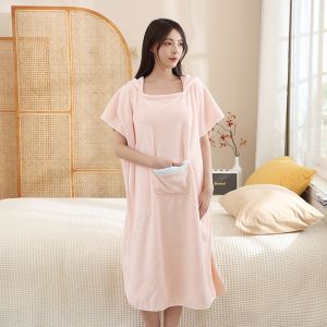 New Large Size Hooded Bathrobe Adult Robe Long Coat Absorbent Towel Cape Home Clothes Comfortable Home Use Winter Thickened