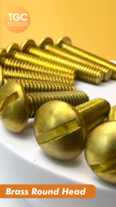 TGC 10PCS Brass Roundhead 1/8 x 1/4~2 inches NC Brass Stovebolt | Round Head Bolt Screw