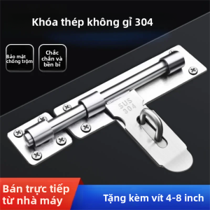 Khóa Then Cửa Bằng Thép Không Gỉ 304 Cỡ Lớn Lắp Nổi Dùng Cho Cửa Gỗ Không Cần Khoan Tương Thích Với Khóa Số