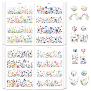 1-4pcs Polymer Clay Transfer Paper Wildflowers Colorful Printed Water Soluble Sticker for DIY Ring Jewelry Soft Pottery Craft