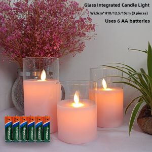 Battery Operated Glass Electronic Candle Lamp Flame Swings Romantic Bedroom Desktop Decorative Atmosphere Light Wedding