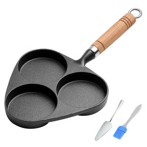 3-Cup Cast Iron Egg Frying Pan Non Stick Pancake Pan with Handle Egg Cooker Crepe Pan for Breakfast Fried Egg Pancakes