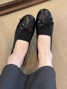 FANGXI | Leather French Vintage Bow Flats Ballet Shoes