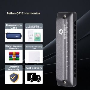 12 Holes Full Range Low Tone FaLa Beginner to Professional Blues Harmonica