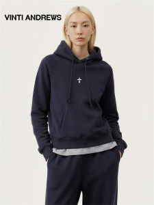 Casual Solid Color Hooded Cropped Sweater 360g