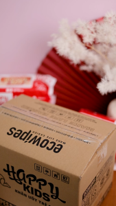 [ECOBAMBOO OFFICIAL]_Thùng 10 gói Khăn ướt 80 tờ cho bé Happy Kids không mùi không  không parabens