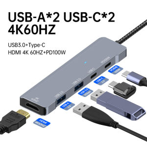 Hub USB-C 5 Cổng Hỗ Trợ HDMI 4K Tương Thích Sạc Nhanh PD USB 3.0/2.0 Dành Cho MacBook iPad Samsung - Cổng Sạc Type-C