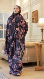 (Gratis Sajadah) Mukena Travel Mini 2In1 Parasut Premium Korea Motif 01