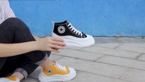 Sepatu Sneakers Wanita high tinggi model boots bintang star Fashion Trendy Korean Style Hitam Kuning Pink Karet Lentur Empuk Anti Slip Terbaru