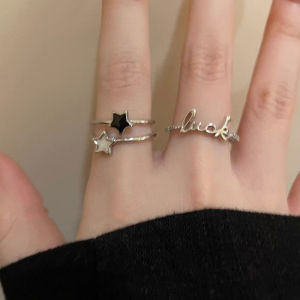 Star Letter Zircon Ring for Women Simple Minimalist Style Unique Design Ring
