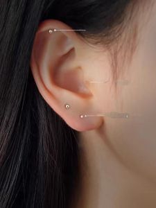 925 Silver Stud Earrings Womens Double-Headed Ear Bar 925 Anti-Allergy Ear-Caring Ear Bone Stud Small Peas Minimalist Mini Earrings