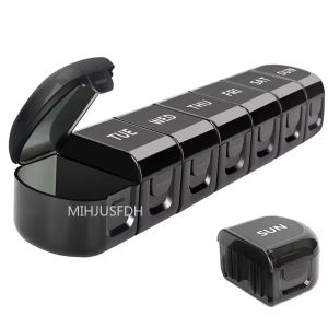 กล่องใส่ยาแบบพกพา 7 วัน พร้อมช่องใส่ยาแบบถอดได้หลายช่องสำหรับการเดินทางประจำวัน กล่องเก็บยาเม็ด