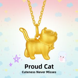 Cute Cat Design Gold Pendant