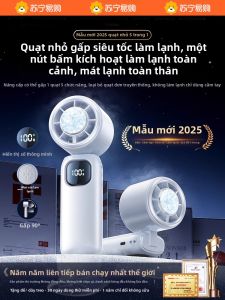 Quạt Cầm Tay Mini 2025 Mới Quạt Nhỏ Di Động Có Thể Gập Lại Đeo Cổ Siêu Im Lặng Sạc USB Dùng Ngoài Trời Làm Mát