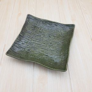 จานเซรามิค ณ จานกับข้าว ยิ่งยอดของคุณ จานอาหารญี่ปุ่น จานทงคัทซึ ทรงเหลี่ยม ออกแบบสวยงาม เพื่อให้คุณสวยให้ สีเขียวหยก ขนาด 8.25 x 8.25 นิ้ว แม้แยกขายเป็นใบ