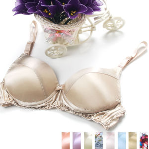 Double-Sided True Silk Bra Thin No-Ring Summer Silk Underwear Smooth Surface Fixed Strap U-Shape Back Three Rows Buckle