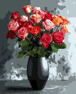 KAYOU | Paint By Number Rose Flower Diy Canvas Valentines Gift Drawing on Canvas for Children Floral Handmade Home Decor