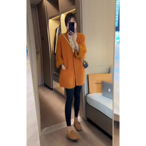Chic Lazy Style Knitted Open Cardigan Sweater Women Early Spring 2025 New Korean Loose Mid-Length Outerwear Jacket