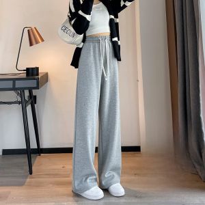 JIANGLU | Quần ống rộng lót lông cừu cỡ lớn cho nữ quần dài ống đứng quần dài thường ngày cạp cao mùa thu đông phong cách mới