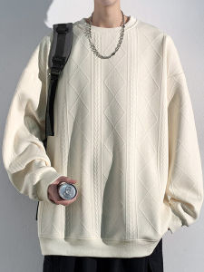 เสื้อสเวตเตอร์คอกลมแขนยาวทรงหลวมสไตล์อเมริกันย้อนยุคสำหรับผู้ชาย ฤดูใบไม้ผลิและฤดูใบไม้ร่วง ทรงหลวม ทรงหลวม ทรงหลวม