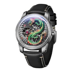 Automatic Mechanical Mens Watch Waterproof Night Light Dragon Zodiac Fashion Trend Stainless Steel Band round Face Quartz Clock