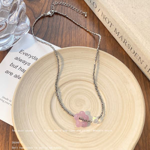 Mint Wave Green Beaded Butterfly Knot Necklace Womens Unique Design Clavicle Chain Simple Versatile Neck Chain Fashion Jewelry