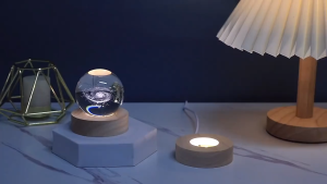3D Crystal Ball Night Lamp with Wooden LED Base Valentine’S Day Anniversary Gift for Home Decor