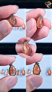 Collectors Grade Golden Starry Strawberry Sunstone Full S925 Silver Pendant