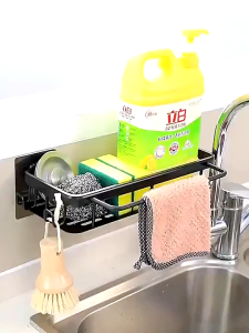 Sponge Holder Kitchen Sink Organizer Rack Dishwashing Cloth Holder Hanging Drain Rack Caddy Storage