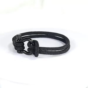 Black Horseshoe Buckle Woven Rope Bracelet With Inspirational Card Gifts For Son Boys Jewelry