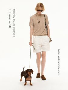 MADWITCH | Elegant Retro Style Linen Blend Short Sleeve T-Shirt