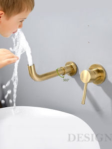 Full Copper In-Wall Mounted Bathroom Sink Faucet Cold And Hot Water Integrated Wall-Mounted Bathroom Tap Kitchen Sink Mixer Tap