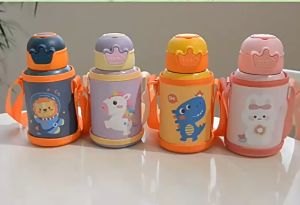 【Free Shipping】500ML Cartoon Stainless Steel Thermos Insulated Vacuum Tumbler Vacuum Cup Portable Water Bottle With Straw For Kids