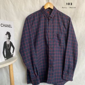 baju pria dewasa kemeja kotak-kotak salur