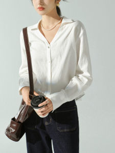 Versatile Slimming Tencel Linen V-Neck Shirt