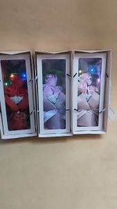 Three Rose Flower With Lights And Gift Box Perfect Gifts For Valentines