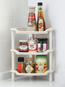 ชั้นวางของในครัวสามชั้น ชั้นวางของในห้องน้ำหลายชั้น อุปกรณ์ตกแต่งบ้านแบบอเนกประสงค์ ชั้นวางของขนาดเล็ก ชั้นวางของในครัว