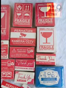 Stiker Pengiriman 5x7 Jual per 100 Lembar FRAGILE RIGHT SIDE GLASS UMBRELLA FOOD Stiker Pengiriman