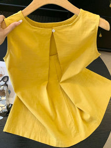 WANGGONGZHU | Elegant Cotton Linen Sleeveless T-Shirt Women Summer New Design Loose Fashion Top Round Neck Casual Inner Wear Thin Model