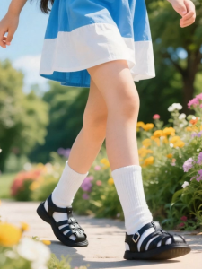 【พร้อมส่งจากกรุงเทพ】🚀รองเท้าเด็กผู้หญิง สีดำ หนังแท้ แบบเจาะรู+สายรัด ระบายอากาศดี 6-12 ปี