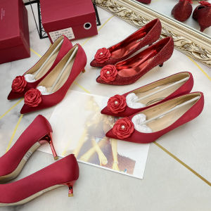 Earn Popularity ~ Good Goods Welfare Price ~ Silks and Satins Lace Pearl Flower Banquet Pointed-Toe Stiletto Shoes Female