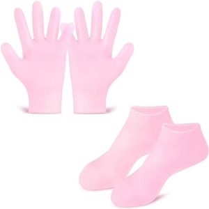 1Pair Reusable Silicone Foot Care Socks Moistrizing Spa Gel Gloves Exfoliating Moisturizing Anti Dry Cracked Plantar Hand Care
